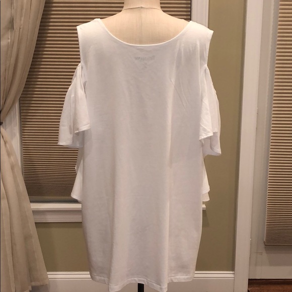 Nwot Roaman’s Cold Shoulder Ruffle Tee - Picture 4 of 6